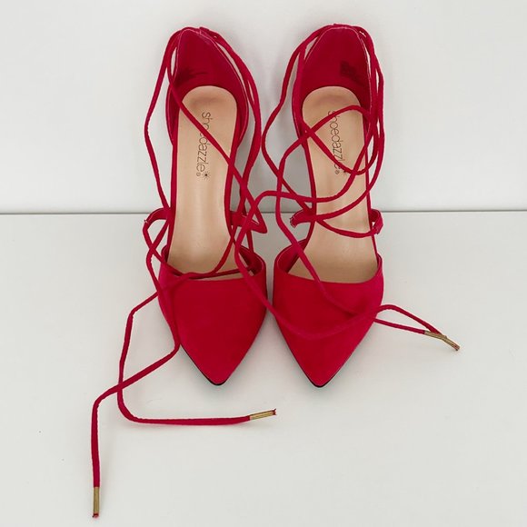 Shoes - Red lace up heels